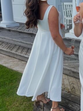 OddMuse Square neck white midi dress